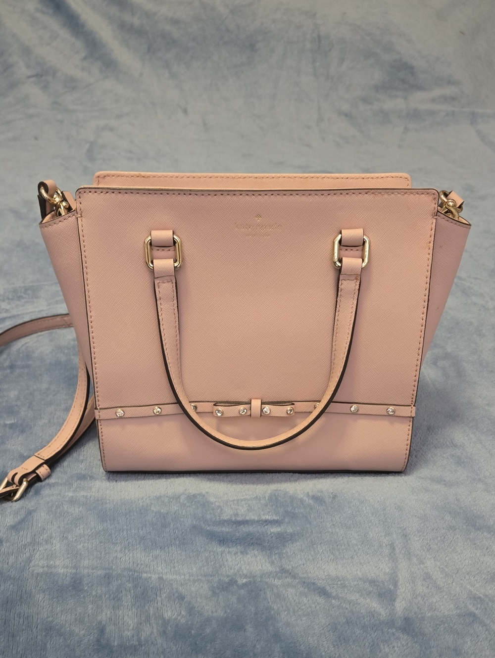 kate spade Laurel Way Jeweled Small blush pink satchel with gold hardware